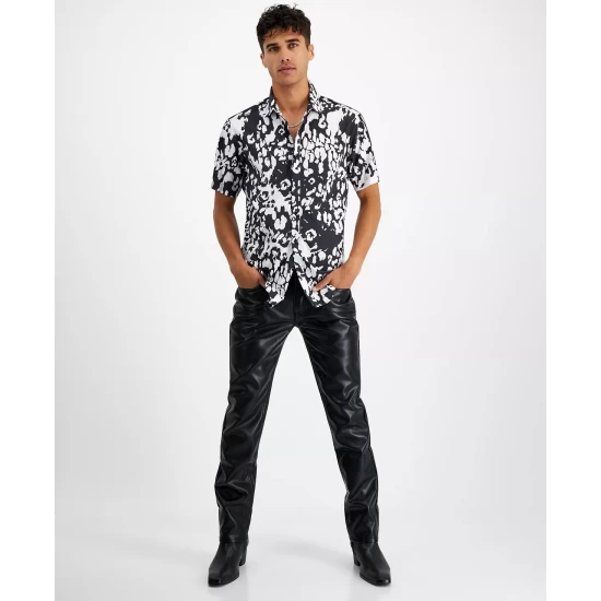 Discount ๐ INC International Concepts Men's Cheetah Short-Sleeve Button-Up ๐ Shirt, Created For Macy's Antique White ๐คฉ 6 Discount ๐ INC International Concepts Men's Cheetah Short-Sleeve Button-Up ๐ Shirt, Created For Macy's Antique White ๐คฉ - Image 4