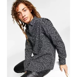 Buy ✔️ INC International Concepts I.N.C. International Concepts® Men's Regular-Fit Floral Ditsy-Print 👚 Shirt, Created For Macy's Goblin Blue ❤️ -International Concepts Sales unnamed file 413