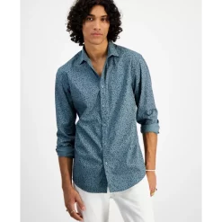 Buy ✔️ INC International Concepts I.N.C. International Concepts® Men's Regular-Fit Floral Ditsy-Print 👚 Shirt, Created For Macy's Goblin Blue ❤️ -International Concepts Sales unnamed file 414