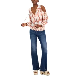 Deals 🤩 INC International Concepts 👩 Women's Printed Cold-Shoulder Top, Created For Macy's Border Ikat A 🔔 -International Concepts Sales unnamed file 416