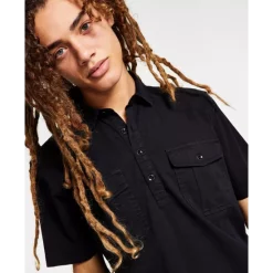 Hot Sale 😍 INC International Concepts I.N.C. International Concepts® Men's Regular-Fit Popover Western 👚 Shirt, Created For Macy's Deep Black 😍 -International Concepts Sales unnamed file 417