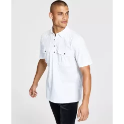 Hot Sale 😍 INC International Concepts I.N.C. International Concepts® Men's Regular-Fit Popover Western 👚 Shirt, Created For Macy's Deep Black 😍 -International Concepts Sales unnamed file 418