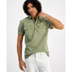 Hot Sale 😍 INC International Concepts I.N.C. International Concepts® Men's Regular-Fit Popover Western 👚 Shirt, Created For Macy's Deep Black 😍 -International Concepts Sales unnamed file 419