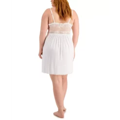 Wholesale ✨ INC International Concepts Plus-Size Lace-Detail Heavenly Soft Chemise, Created For Macy's Bright White 🔔 -International Concepts Sales unnamed file 426