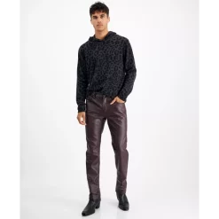 Best Sale 🔥 INC International Concepts Men's Cashmere Cheetah-Print Hoodie, Created For Macy's Deep Black 🧨 -International Concepts Sales unnamed file 442