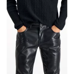Hot Sale 👍 INC International Concepts Men's Slim-Straight Fit Faux-Leather 👖 Jeans, Created For Macy's Deep Black ✔️ -International Concepts Sales unnamed file 468