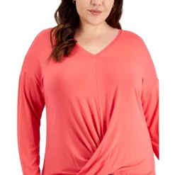 Buy ⭐ INC International Concepts Plus Size Twist Front Top In Print & Solids, Created For Macy's Classic Cheetah ⌛ -International Concepts Sales unnamed file 486