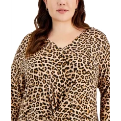 Buy ⭐ INC International Concepts Plus Size Twist Front Top In Print & Solids, Created For Macy's Classic Cheetah ⌛ -International Concepts Sales unnamed file 488