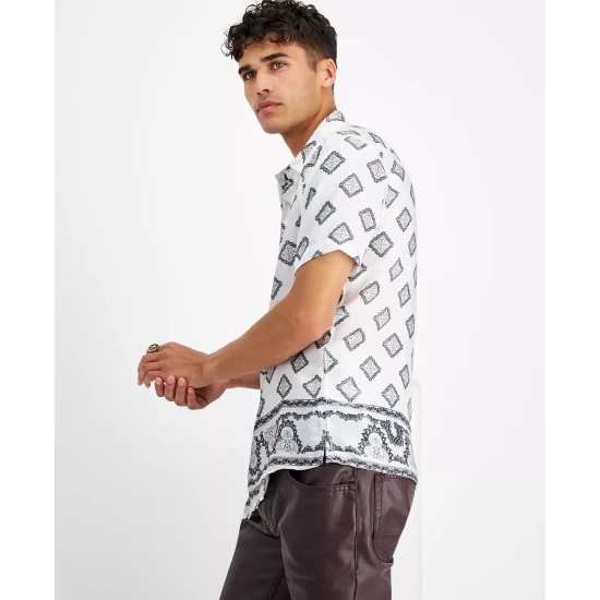 Wholesale ๐ INC International Concepts Men's David Classic-Fit Printed Button-Down ๐ Shirt, Created For Macy's Black/white ๐ 6 Wholesale ๐ INC International Concepts Men's David Classic-Fit Printed Button-Down ๐ Shirt, Created For Macy's Black/white ๐ - Image 4