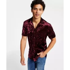 Brand new 👏 INC International Concepts Men's Classic-Fit Crushed Velvet Button-Down 👕 Shirt, Created For Macy's Port 🎁 -International Concepts Sales unnamed file 554
