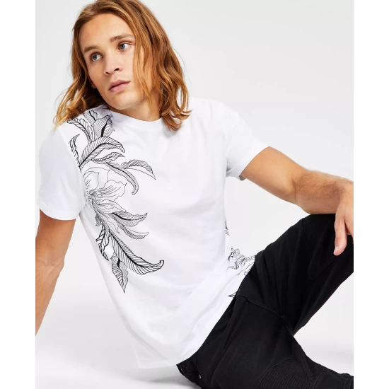 Discount ๐ INC International Concepts Men's Jordan Classic-Fit Short-Sleeve Drawn Leaf Print T-Shirt, Created For Macy's Bright White ๐ 6 Discount ๐ INC International Concepts Men's Jordan Classic-Fit Short-Sleeve Drawn Leaf Print T-Shirt, Created For Macy's Bright White ๐ - Image 4