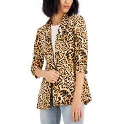 Flash Sale ❤️ INC International Concepts Petite Printed 3/4-Sleeve Blazer, Created For Macy's Caterina Cheetah 🎁 -International Concepts Sales unnamed file 637