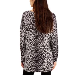 Best deal 🎉 INC International Concepts Petite Leopard-Print 👕 Shirttail-Hem Tunic Sweater, Created For Macy's Neutral Leopard 🧨 -International Concepts Sales unnamed file 640