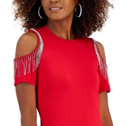 Hot Sale 🎉 INC International Concepts 👩 Women's Rhinestone Cold-Shoulder Top, Created For Macy's Washed White ⌛ -International Concepts Sales unnamed file 650