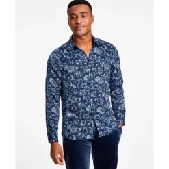 Best Sale 🛒 INC International Concepts Men's Edward Regular-Fit Jacobean Floral-Print 👕 Shirt, Created For Macy's Basic Navy ✨ -International Concepts Sales unnamed file 682