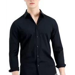 Best Sale 😉 INC International Concepts Men's Long-Sleeve Tux 👕 Shirt, Created For Macy's Deep Black ✔️ -International Concepts Sales unnamed file 695