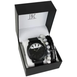 Coupon 🥰 INC International Concepts Men's Black-Tone Bracelet ⌚ Watch 49mm Gift Set, Created For Macy's 🌟 -International Concepts Sales unnamed file 728