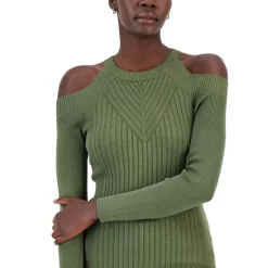Outlet ✨ INC International Concepts 👩 Women's Ribbed Cold-Shoulder Sweater, Created For Macy's Washed White 😉 -International Concepts Sales unnamed file 851