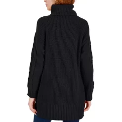 Best Pirce ✔️ INC International Concepts 👩 Women's Cold-Shoulder Cable-Sleeve Sweater, Created For Macy's Deep Black 😀 -International Concepts Sales unnamed file 87